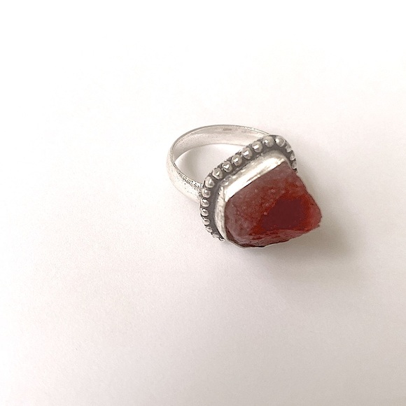 3/4 inch rough Carnelian 925 marked ring size 7 - Picture 4 of 5